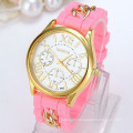 Hot sale multi color silicon watch wamen, cheap geneva quartz watch